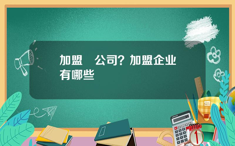 加盟   公司？加盟企业有哪些